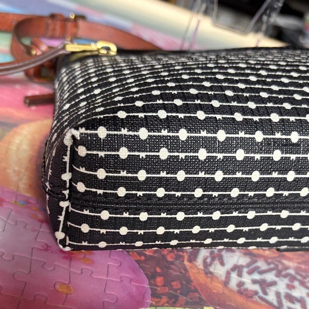 Fossil Fiona Modern Dots Stylish Black & Brown Crossbody Bag. Like New! - Picture 6 of 8